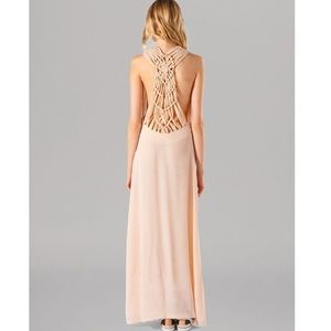 Maje Peach Macrame Maxi Dress. Size 3 NWT